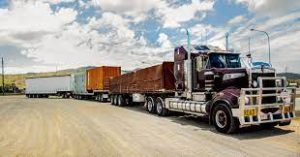 Australian road train with luggage 