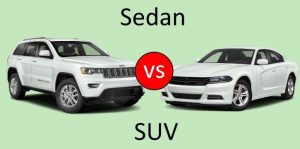 Sedan and an SUV